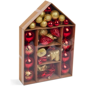 Afbeelding van Kerstboomdecoratieset - Rood/Wit - 36-delig (Ø3-8 cm) - kunststof kerstballen & figuren [58779B] - 0923