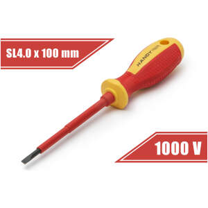 Afbeelding van Platte Geïsoleerde Schroevendraaier 4,0 x 100 mm - 1000V, Magnetische Platte Kop [10562] - 0a5a 1c78 4c3c