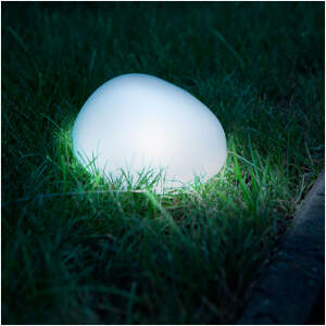Afbeelding van Solarlamp - kiezelvorm - mat glas - 165 x 142 x 115 mm - warmwitte LED 1 Stuks [11768] - 0be0 867a 435b a222