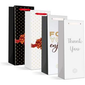 Afbeelding van Flessentas Cadeau - Papieren Gift Bag voor Drankflessen - papier - 360 x 127 x 83 mm - 4 soorten / verpakking