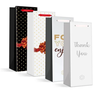 Afbeelding van Flessentas Cadeau - Papieren Gift Bag voor Drankflessen - papier - 360 x 127 x 83 mm - 4 soorten / verpakking