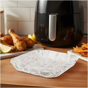 Afbeelding van Airfryer Bakpapier Vierkant Met Patroon – Voor Olievrij Koken – Anti Aanbak Parchment Papier – 20 X 20