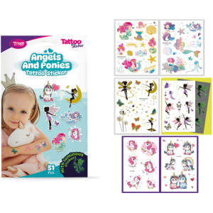 Afbeelding van Tijdelijke Tattoos Kinderen - Feeën en Pony's - 51 Stuks Tattoo Stickers Set [TY50275] - 108c 976b 4a57