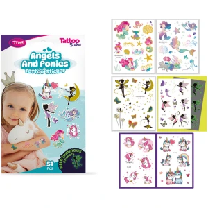 Afbeelding van Tijdelijke Tattoos Kinderen - Feeën en Pony's - 51 Stuks Tattoo Stickers Set [TY50275] - 108c 976b 4a57