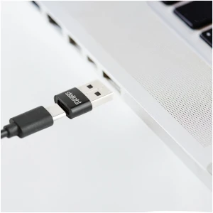 Afbeelding van USB-C naar USB-A Adapter 5V 2.4A - Compacte Zwarte Converter voor Opladen en Data Overdracht [55556BK] - 1197
