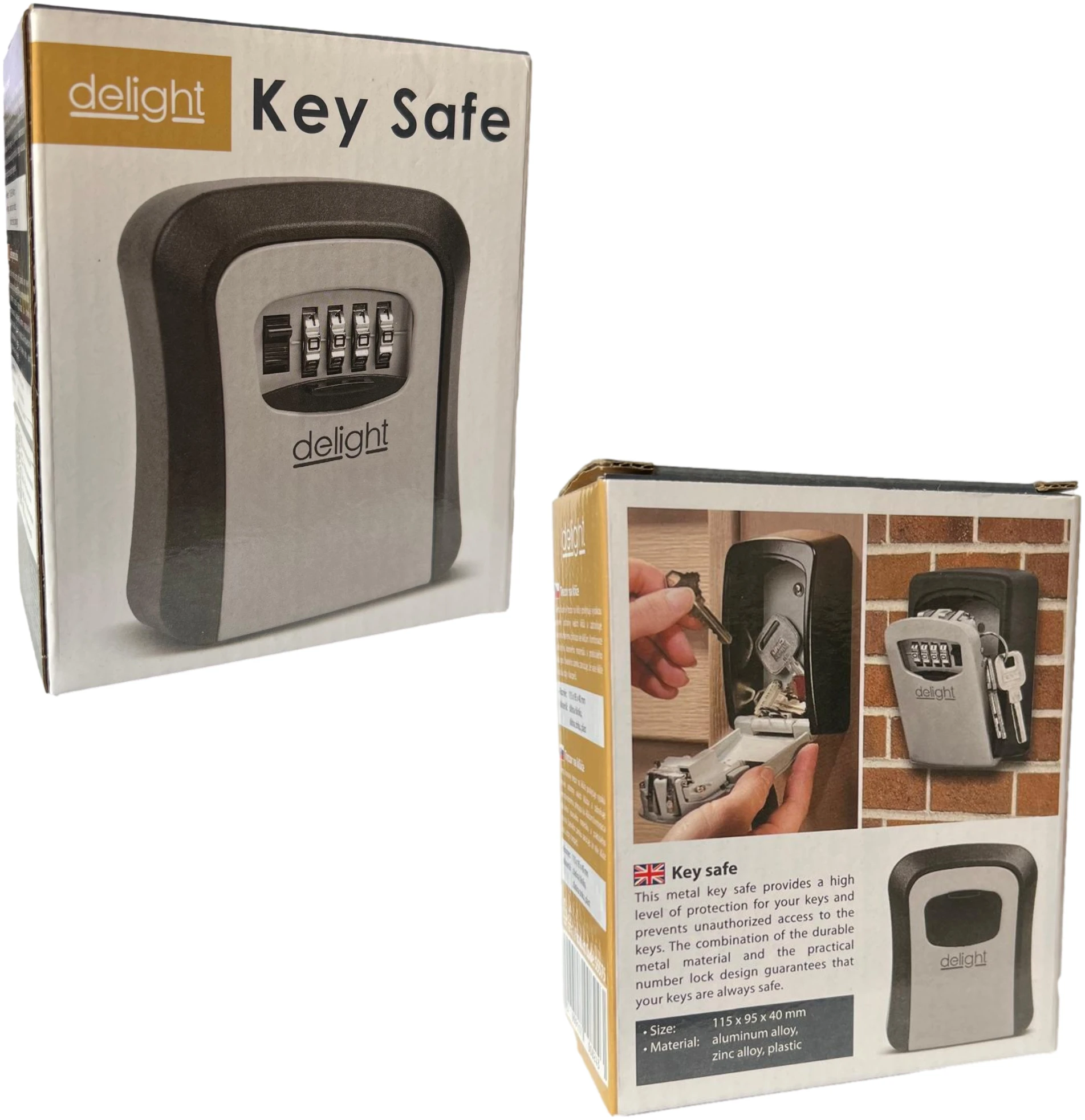 Afbeelding van Delight Sleutelkastje - Sleutelkluis met Cijferslot Code - Centraal opbergen van sleutels - 115 x 95 x 40 mm