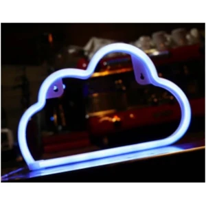 Afbeelding van LED Neon Lamp "Wolk" – Blauw – USB & Batterij – Wandlamp 30×19×2 cm – Sfeervolle