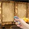 Afbeelding van Lichtgordijn - 100 warmwitte LED's - 3 x 1 m - 230V - met afstandsbediening 1 Stuks [58906A] - 14bf 6859