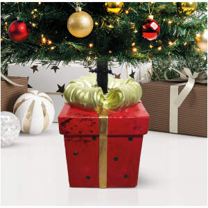 Afbeelding van Kerstboomstandaard Cadeaudoos – Decoratieve Kerstboomvoet van Kunststeen – Stevige Boomstandaard met