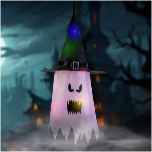 Afbeelding van Halloween LED decoratie - spook - roze - 10 kleuren LED - ophangbaar - 2 x 2032 - 75 x 35 cm 1 Stuks [56569B]