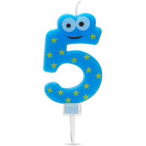 Afbeelding van Verjaardagskaars Cijfer 5 - verjaardagscijfer, decoratiekaars, feestkaars, getalkaars, cake-kaars, decoratie,