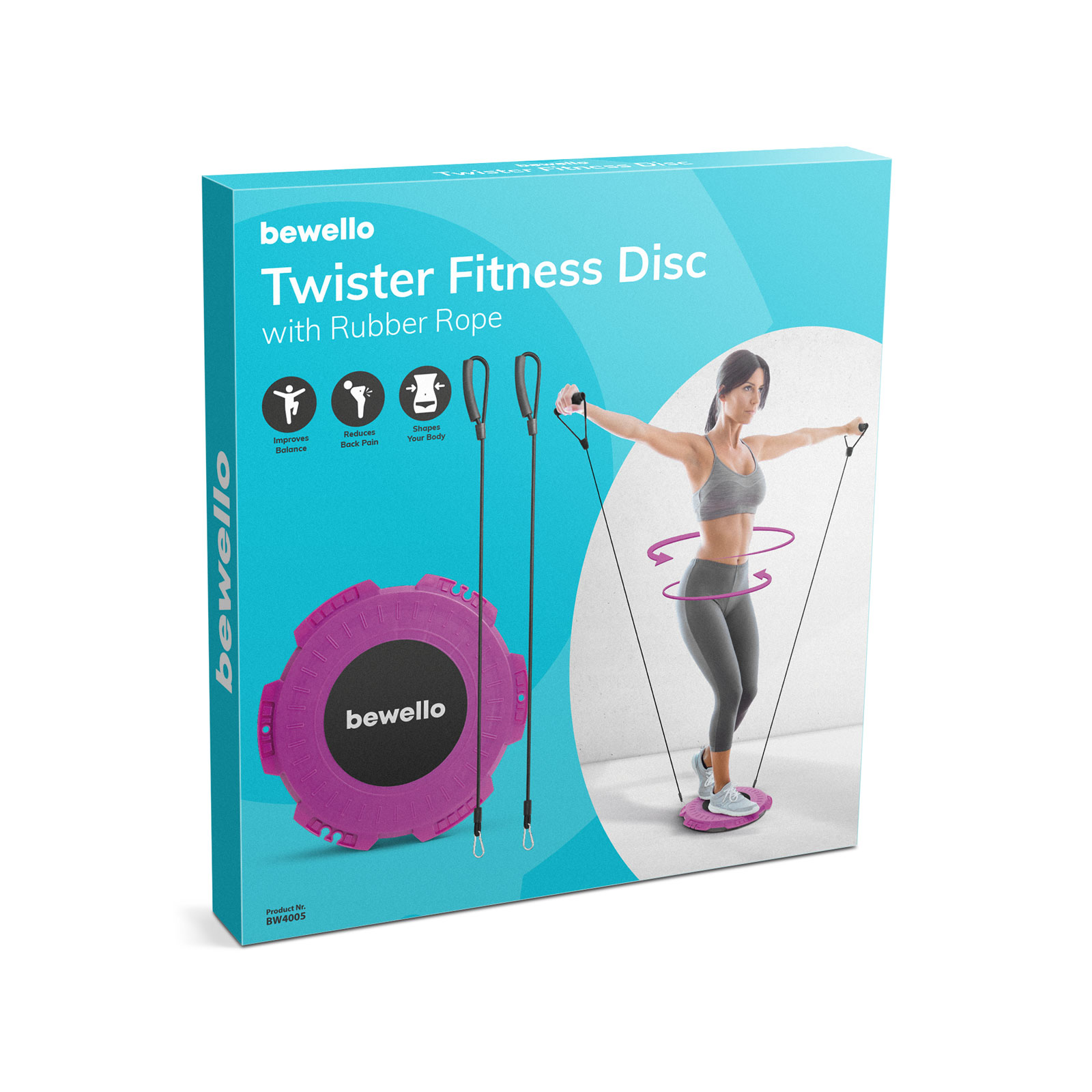 Afbeelding van Twister Fitness Disc met Weerstandskoorden - Draaibare Balansschijf Ø29 cm - Voor Buik, Heupen en