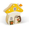 Afbeelding van Verlichte decoratie - paddenstoelenhuisje met egel - 15 x 16 x 5 cm - van hout 1 Stuks [59012A] - 19de 35fe