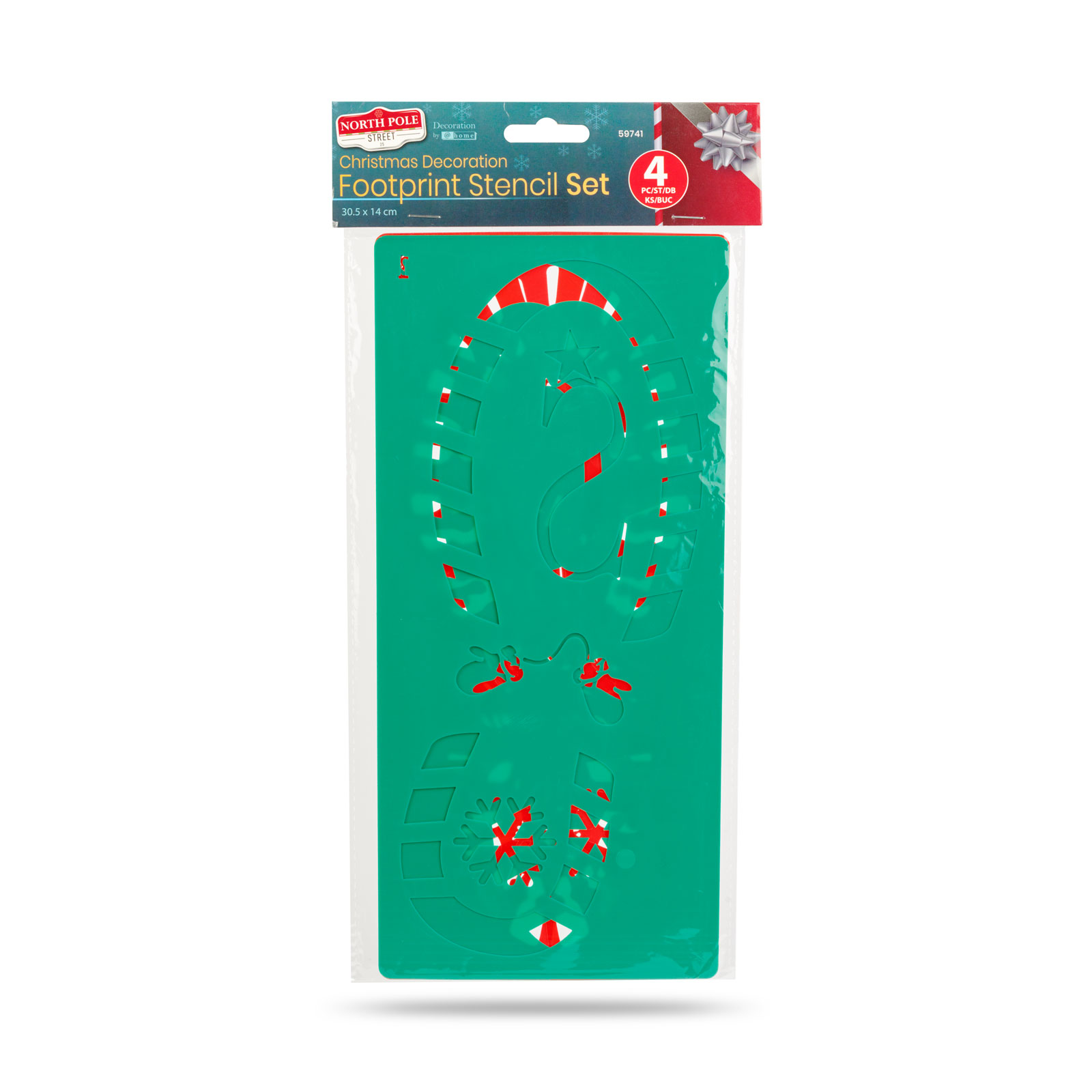 Afbeelding van Kerst voetstappen sjabloonset – Kunststof stencil 30,5 x 14 cm – Voor kerstman en elf voetafdrukken