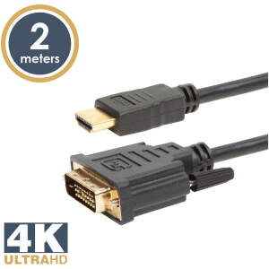 Afbeelding van DVI-D naar HDMI Kabel 2m - 4K Ondersteuning, Gold Plated, Dubbele Schermbeveiliging [20380] - 1d98 2da2 41ab