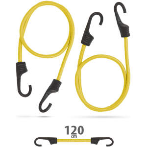 Afbeelding van Professionele Elastische Snelbinders Geel 120 cm x 8 mm - 2 Stuks, Max. 50 kg Belastbaarheid [55761D] - 1fe1