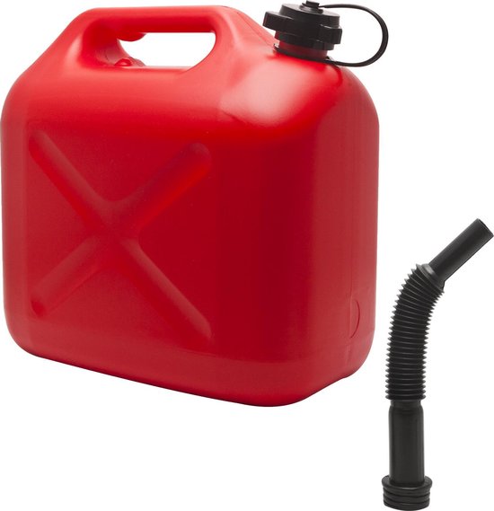 Afbeelding van Brandstof Jerrycan Benzine of Diesel - 5L met tuit - Rood - 5 Liter - 260 x 135 x 250 mm - Noodpakket - 238f
