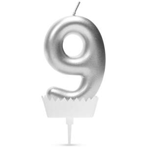 Afbeelding van Verjaardagskaars cijfer 9 - 6×3 cm - taartkaars - decoratieve kaars voor feest & verjaardag [56183-9] -