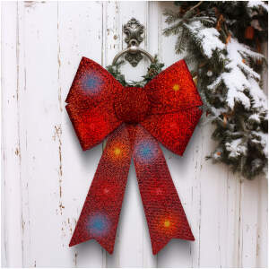 Afbeelding van LED strikdecoratie - glanzend - rood - 11 kleuren LED's - 40 x 30 cm 1 Stuks [58956C] - 2567 2c5f 47a8