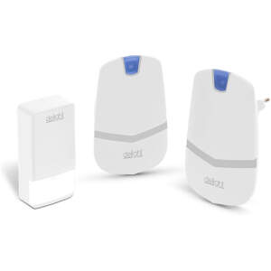 Afbeelding van Draadloze deurbel - Kinetisch / batterijloos - wit - 2 ontvangers - 36 melodieën - IP44 waterbestendig -