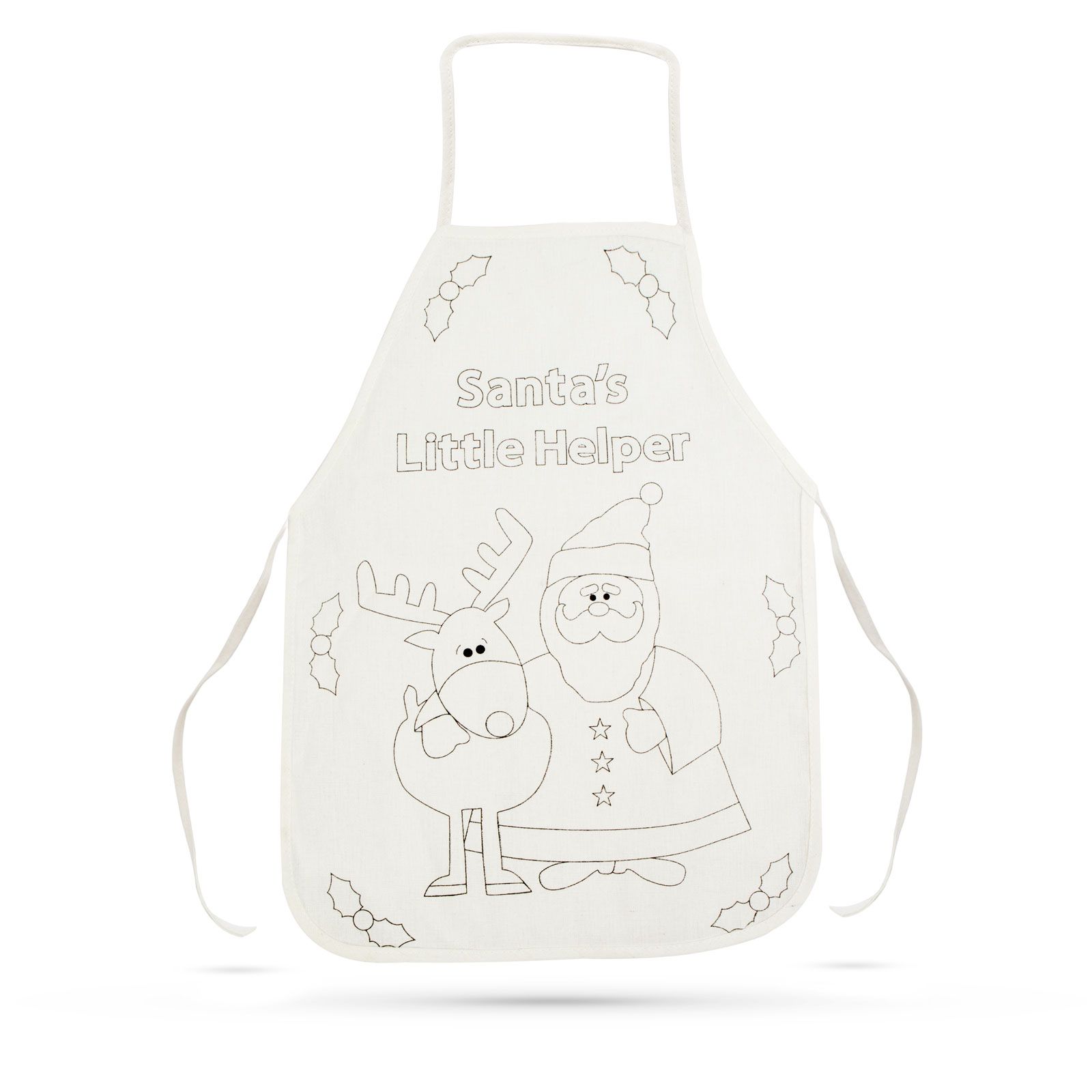 Afbeelding van Kinderschort om zelf in te kleuren - inclusief 4 viltstiften - kerst / knutsel / keukenschort - 56 × 34 cm