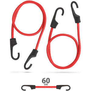 Afbeelding van Professionele Elastische Snelbinders Rood 60 cm x 8 mm - 2 Stuks, Max. 50 kg Belastbaarheid [55761B] - 295e