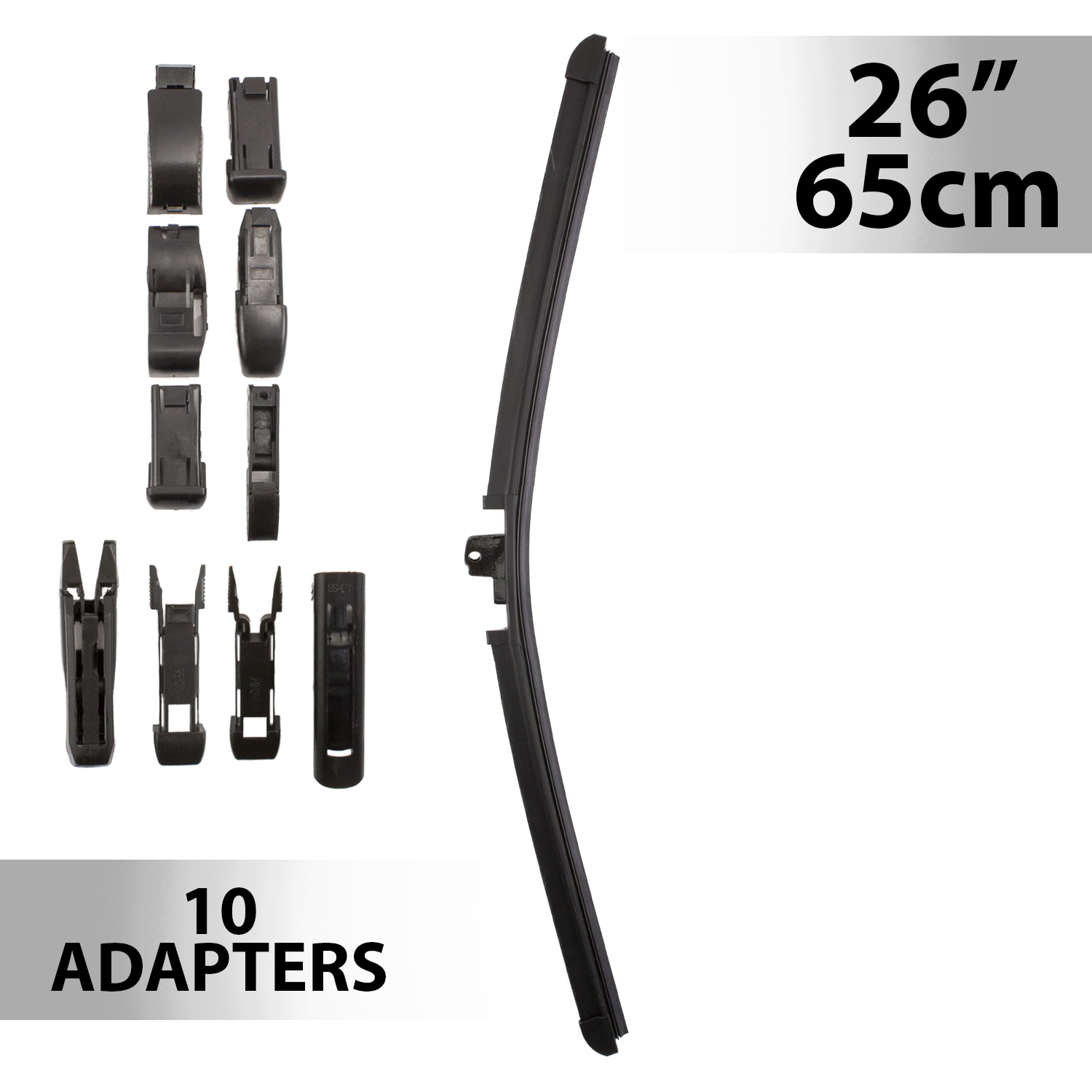 Afbeelding van Universele Auto Ruitenwisser 65 cm (26") met 10 Adapters - Geschikt voor de Meeste Auto’s,