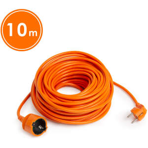 Afbeelding van Verlengsnoer - 10 m - Oranje - Zwart Stopcontact - Schuko CEE 7/4 - Stekker CEE 7/7 - H05VV-F 3×1,5 mm² -