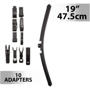 Afbeelding van Universele Auto Ruitenwisser 47,5 cm (19") met 10 Adapters - Geschikt voor de Meeste Auto’s,