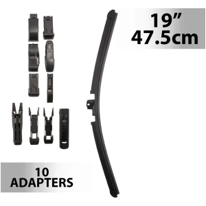 Afbeelding van Universele Auto Ruitenwisser 47,5 cm (19") met 10 Adapters - Geschikt voor de Meeste Auto’s,