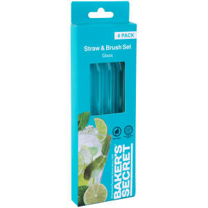 Afbeelding van Baker's Secret - transparant glazen rietje - 3 gebogen + 1 reinigingsborstel 1 Stuks [DA00985] - 3784