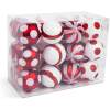 Afbeelding van Kerstboomdecoratieset - Rood/Wit - 24-delig (Ø6 cm) - kunststof kerstballen in 4 designs - zilveren