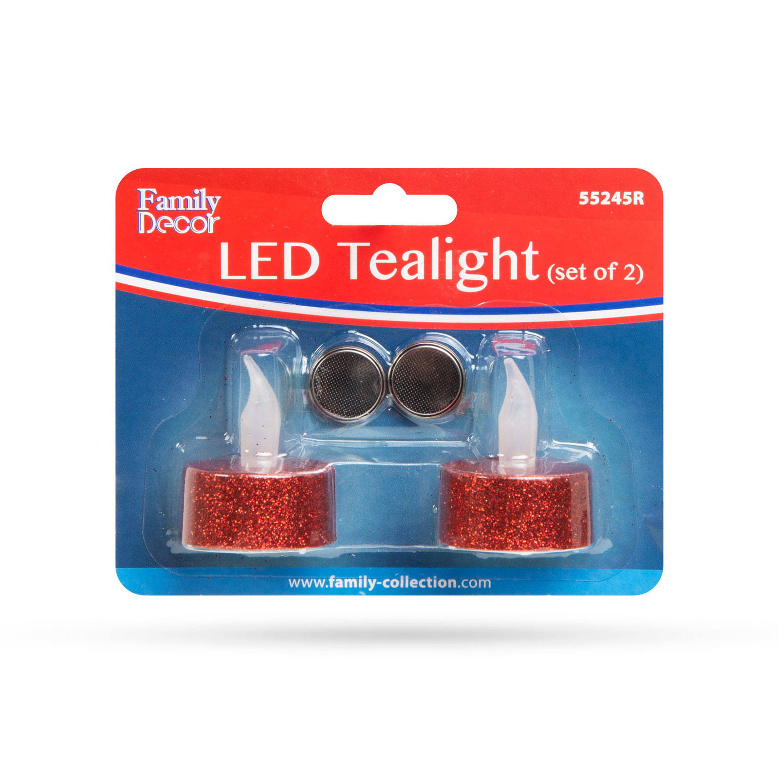 Afbeelding van LED theelichtjes 2 stuks - rood - warm wit licht met flikkerend vlam effect - inclusief batterijen - veilig
