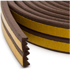 Afbeelding van Tochtstrip bruin 6 m - zelfklevende E-profiel rubber afdichting voor ramen en deuren (2-4 mm) [11598BR] -