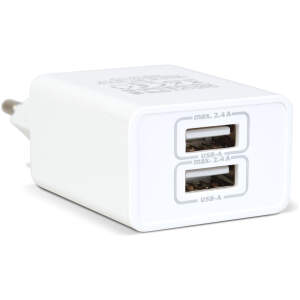 Afbeelding van Oplaadblok USB-A – Netwerkadapter 5V 2,4A – USB-A Voedingsadapter – Compact – Wit 1 Stuks [55039-2WH]