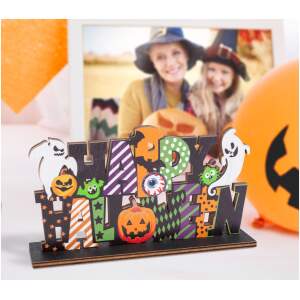 Afbeelding van Halloween houten plankdecoratie - "Happy Halloween" - 17 x 10 x 4 cm 1 Stuks [56554] - 3c02 1e69