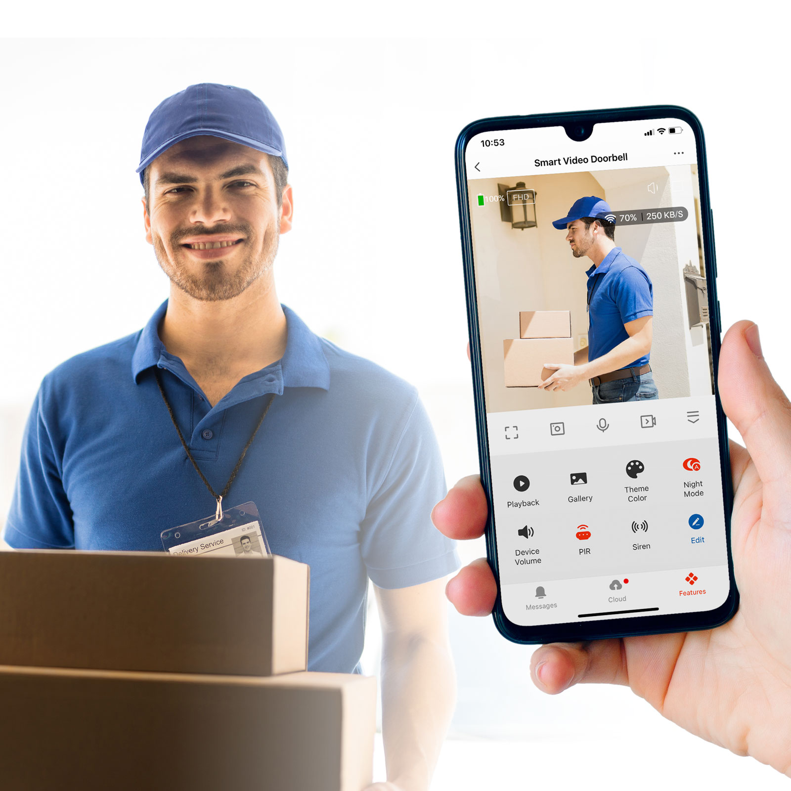 Afbeelding van Delight Video Deurbel met Camera En Wifi - Intercom – HD – Nachtzicht - Deurbellen met Camera - 55385BK