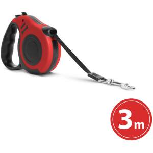 Afbeelding van Automatische Hondenriem 3 m - Rood - Compact - Met Remsysteem - Huisdier Rollijn - Kauwbestendig [60066C] -