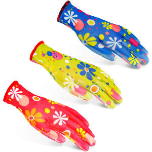 Afbeelding van 12 paar Werkhandschoenen Dames - Tuinhandschoenen - Maat M - Herbuikbaar - 3x verschillend design - 12 paar