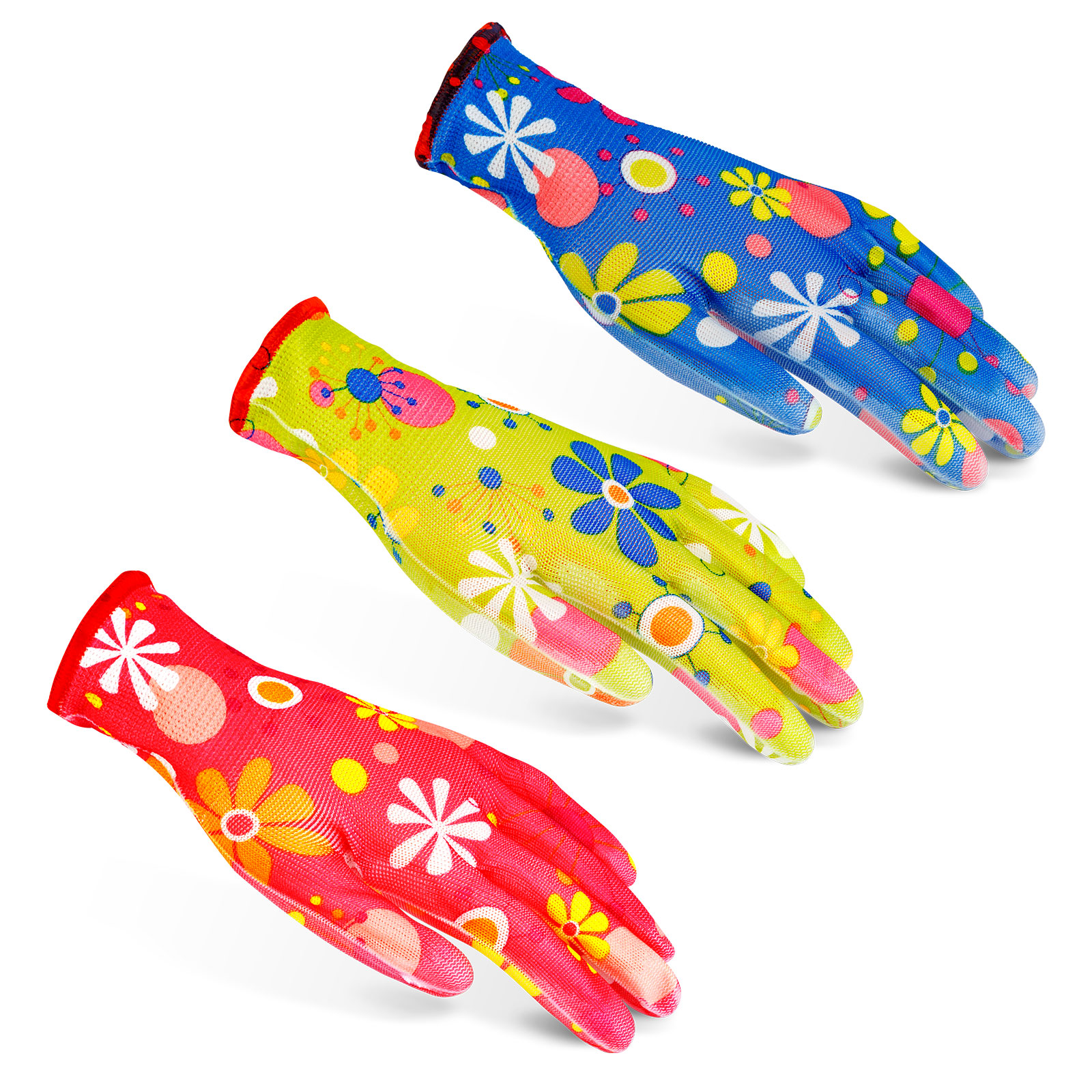 Afbeelding van 12 paar Werkhandschoenen Dames - Tuinhandschoenen - Maat M - Herbuikbaar - 3x verschillend design - 12 paar