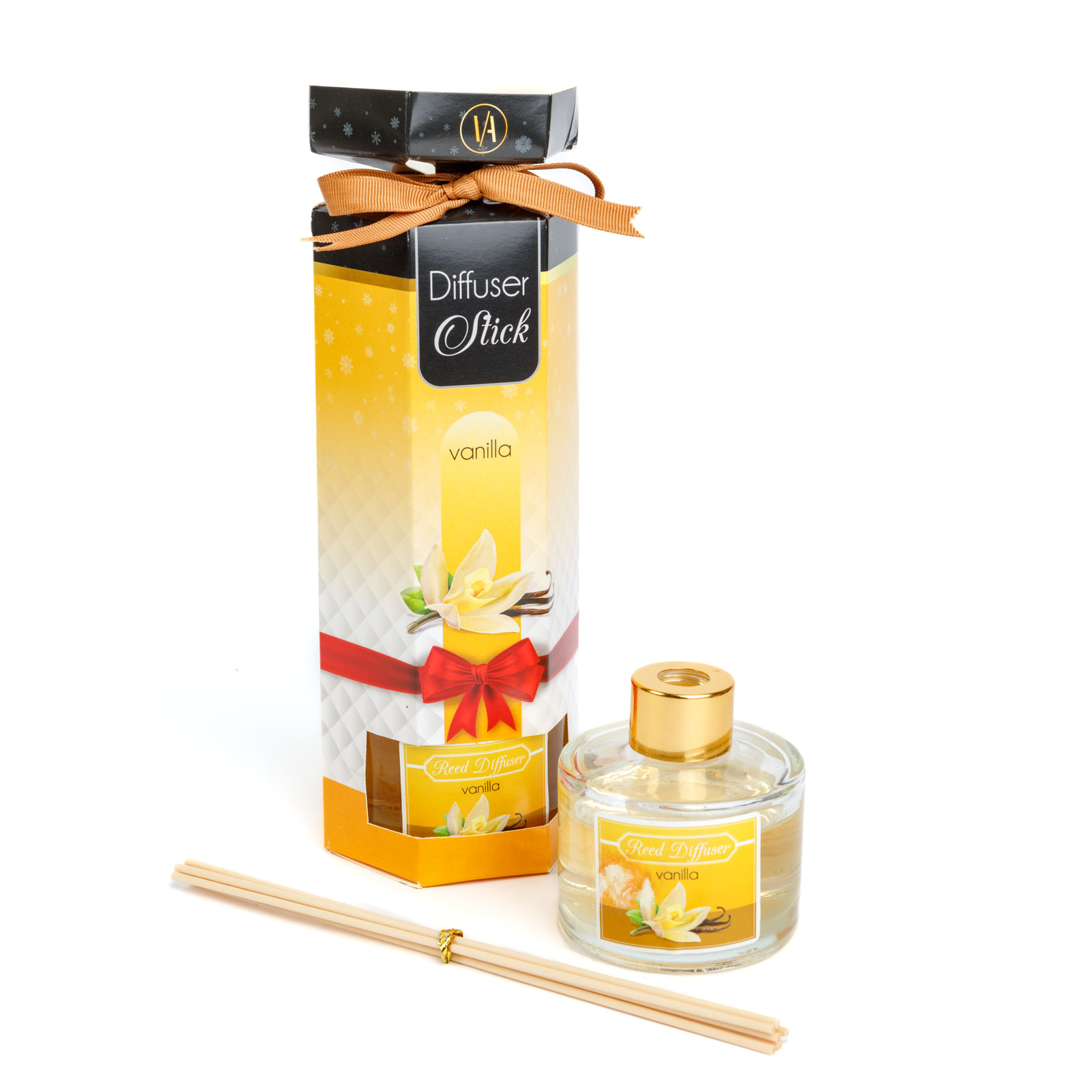 Afbeelding van Geurstokjes / Geurdiffuser - 100 ml stijlvolle geurverspreider in glazen fles - vanille - 100 ml 1 Stuks