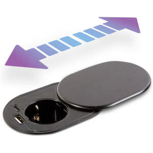 Afbeelding van Verborgen ingebouwde stopcontact met USB-A en USB Type-C - "Slide it" technologie, mat zwart, 230V,