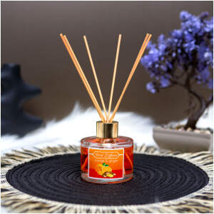 Afbeelding van Geurstokjes / Geurdiffuser - 100 ml stijlvolle geurverspreider in glazen fles - sinaasappel & gember -