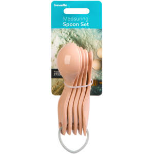 Afbeelding van Bewello - Maatlepels Set 5-delig – 1,25 t/m 15 ml – BPA-vrij Kunststof – Stapelbaar – Perzikkleur - 5