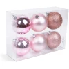 Afbeelding van Kerstdecoratieset - Champagnegoud - 6-delig - Ø7 cm - 2 matte, 2 glanzende, 2 glitter kerstballen -