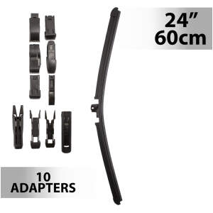 Afbeelding van Universele Auto Ruitenwisser 60 cm (24") met 10 Adapters - Voor de Meeste Auto’s, Weerbestendig &