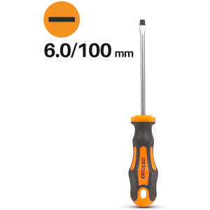 Afbeelding van Platte Schroevendraaier 6.0 mm – Sleufschroevendraaier 100 mm – Chroom Vanadium Staal – Antislip
