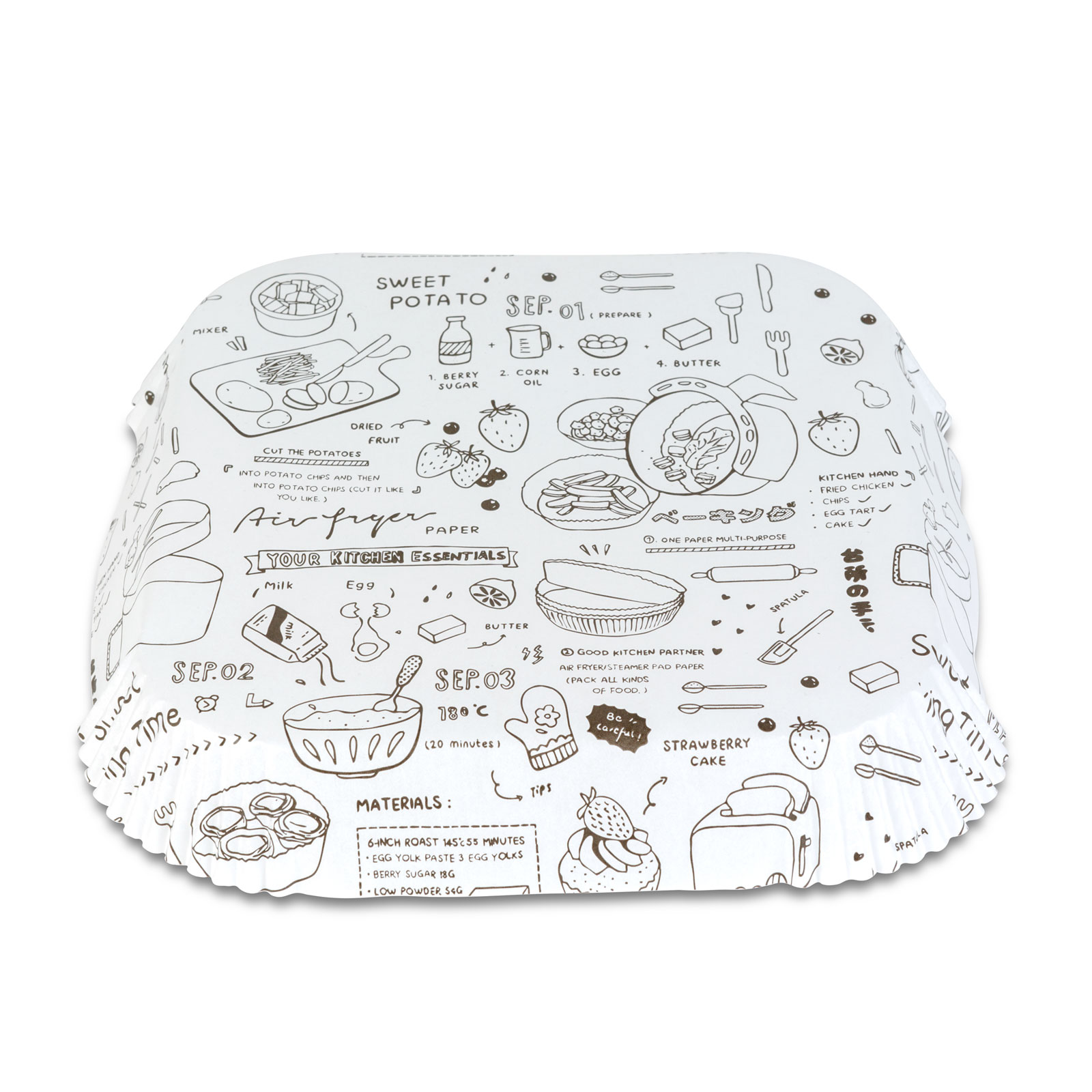 Afbeelding van Airfryer Bakpapier Vierkant Met Patroon – Voor Olievrij Koken – Anti Aanbak Parchment Papier – 20 X 20