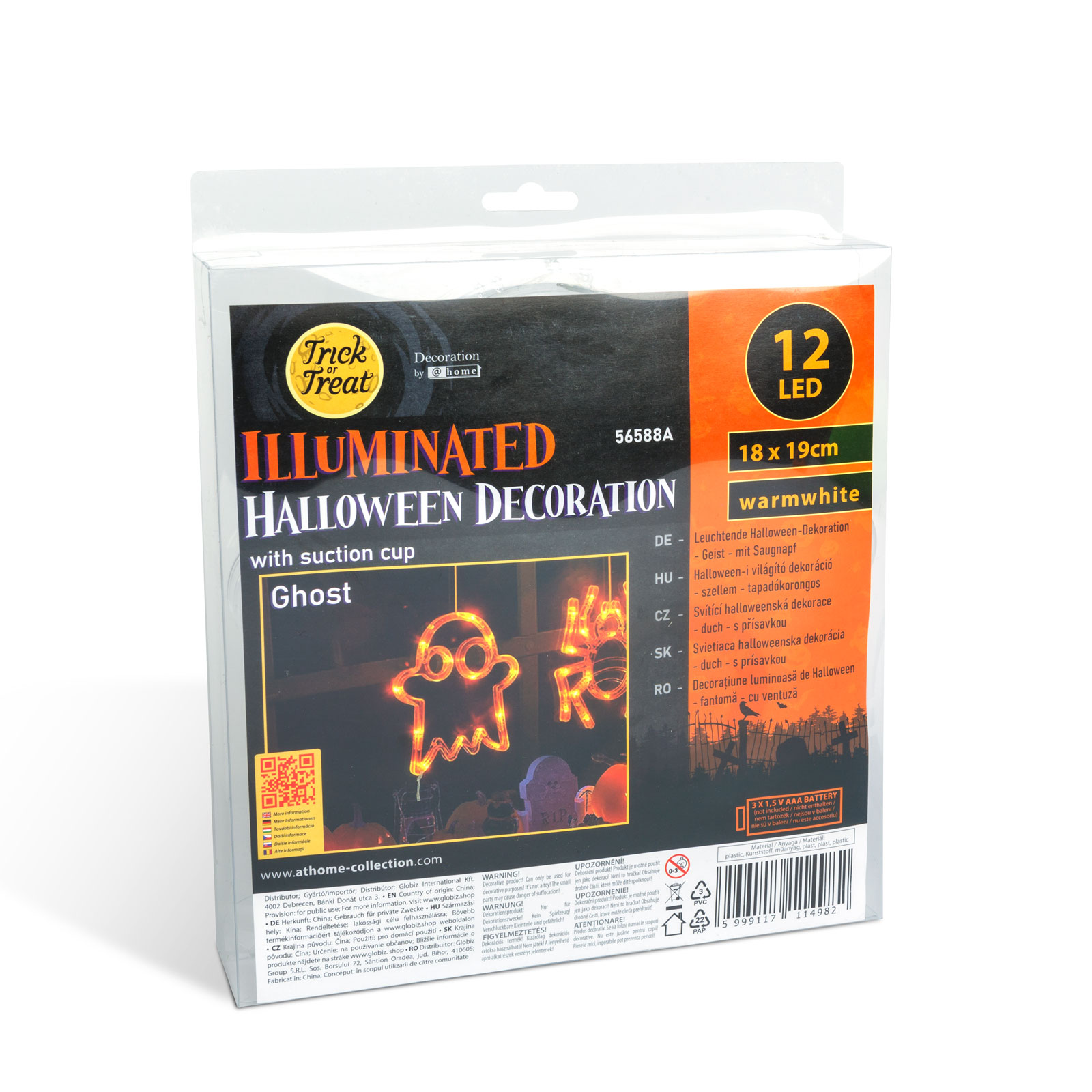 Afbeelding van Halloween gloeiende decoratie - spin - zuignapbevestiging - 12 LED - 20 x 18,5 cm - 3 x AAA 1 Stuks