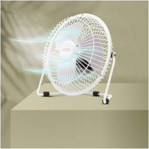 Afbeelding van USB Mini Ventilator - Bureauventilator Met 180° Draaibare Kop - 18 cm Diameter - Roestvrijstalen Bladen